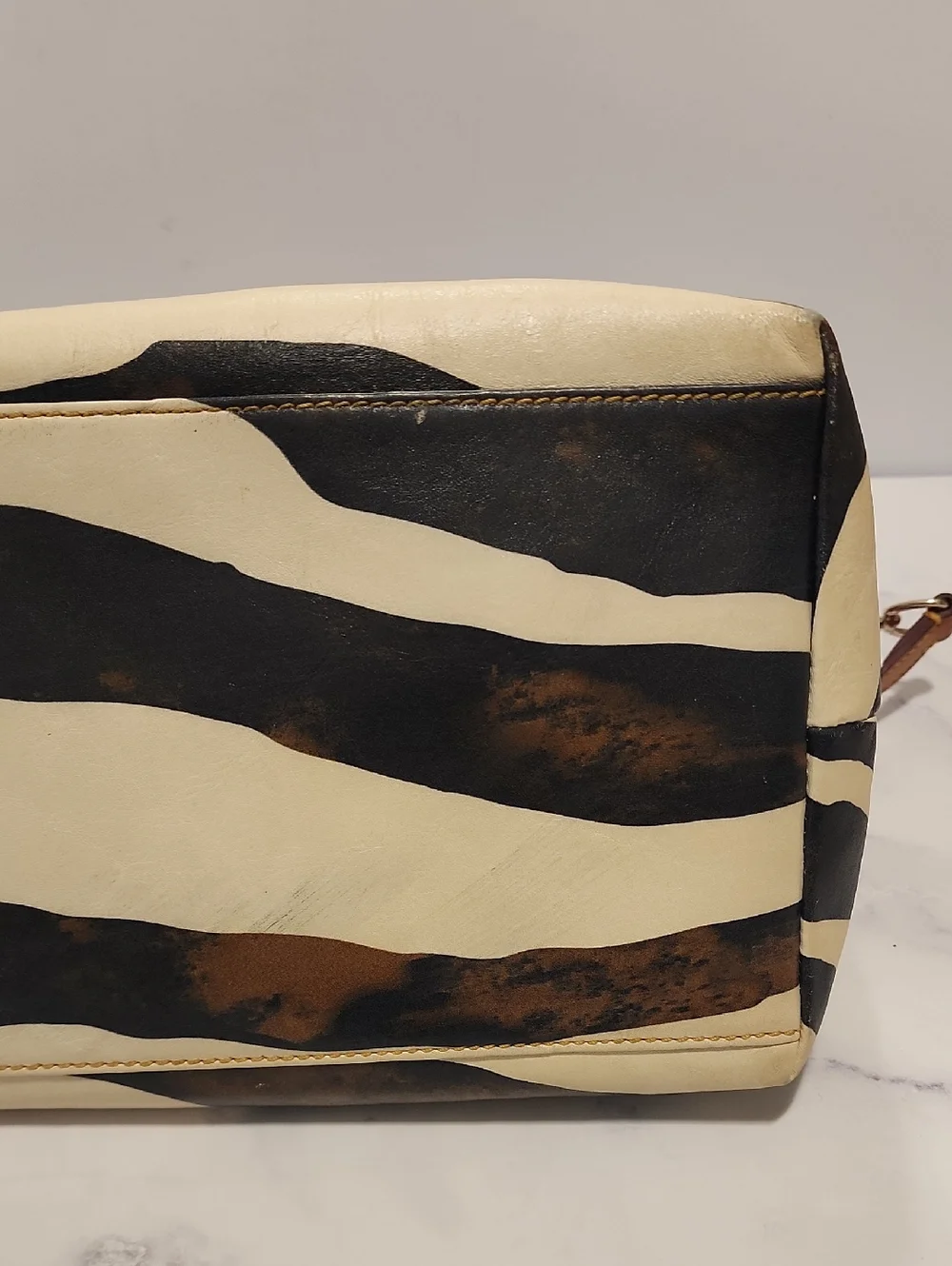 Dooney & Bourke Florentine Vacchetta Vintage Zebra Print Leather  Purse